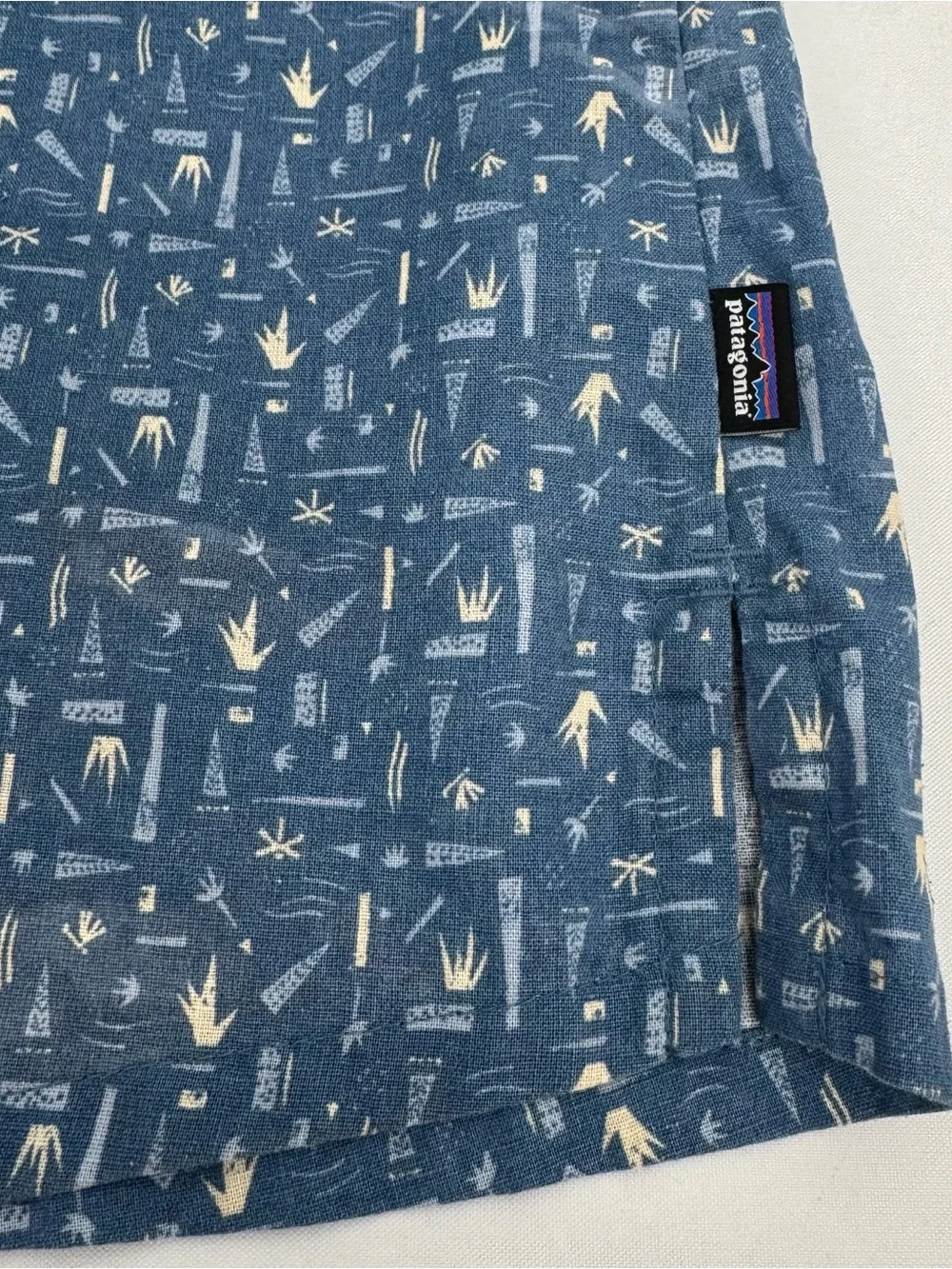 Patagonia Back Step Shirt Men XXL Blue Hemp/ Organic Cotton Short Sleeve - Picture 7 of 10
